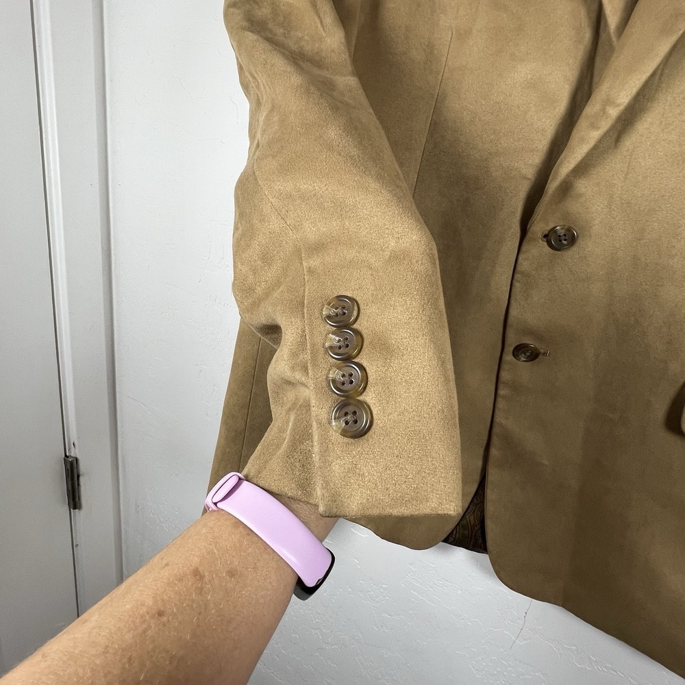 Lauren Ralph Lauren Jacket Mens 44S Beige Blazer Faux Suede Office Sport Coat - Picture 2 of 13